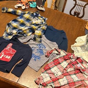 Plaid and Graphic Kids Shirt Set